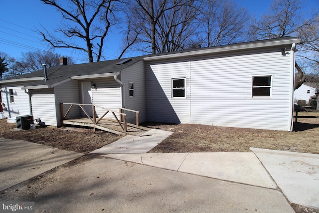 exterior space featuring central air condition unit