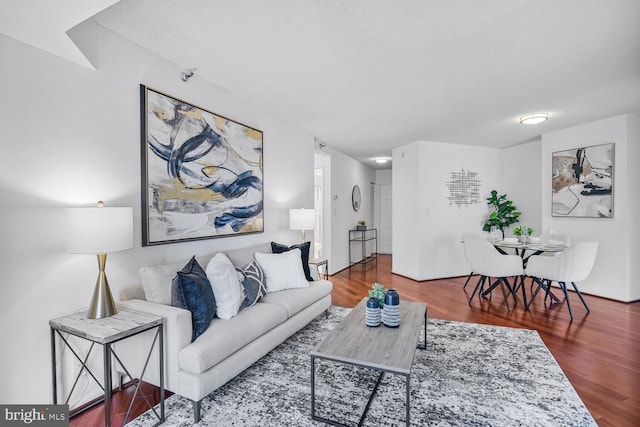 living area featuring wood finished floors