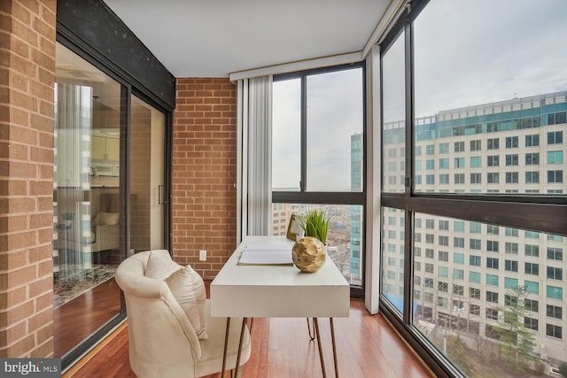 sunroom with a view of city