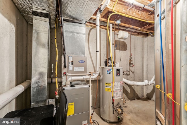 utility room featuring water heater