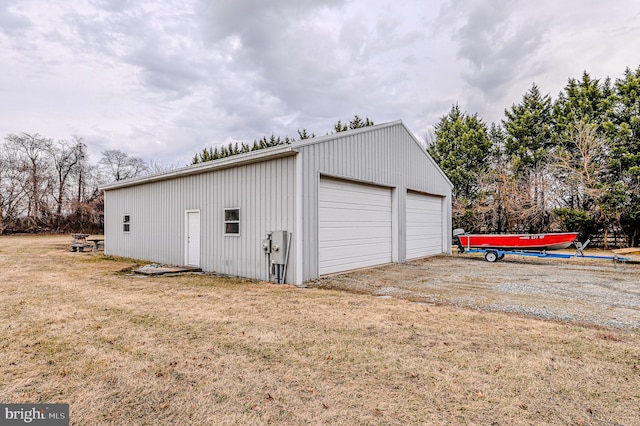 view of detached garage