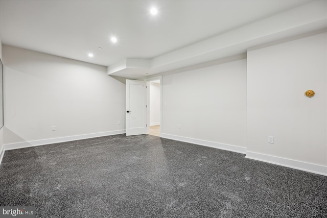 finished basement with recessed lighting and baseboards