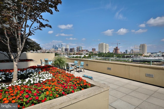 view of patio featuring a city view