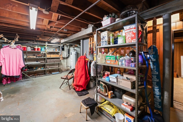 unfinished basement with water heater