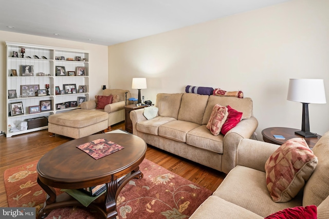 living area with wood finished floors