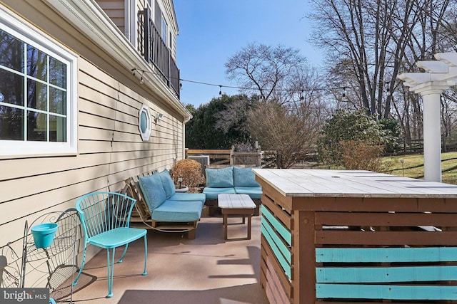 view of patio featuring an outdoor living space