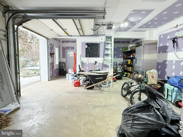 garage with a garage door opener