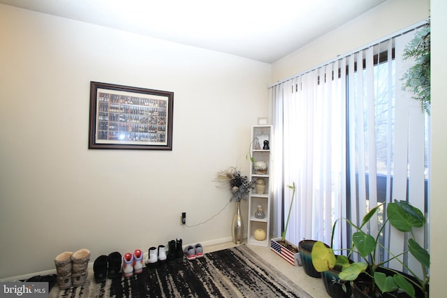 living area with baseboards