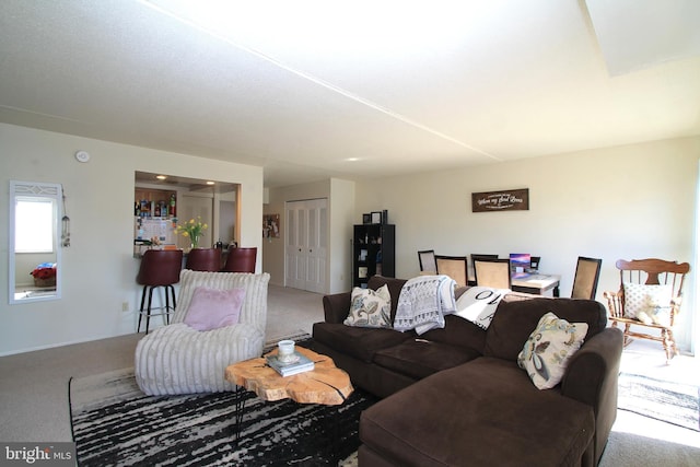 living room featuring carpet flooring