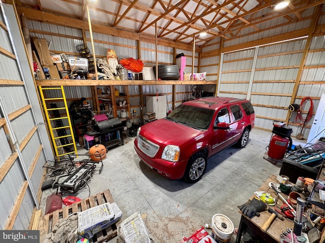 garage featuring metal wall