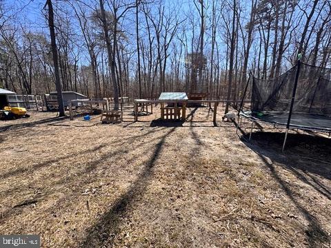 view of yard with a trampoline