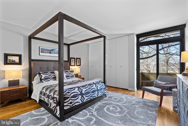 bedroom featuring wood finished floors