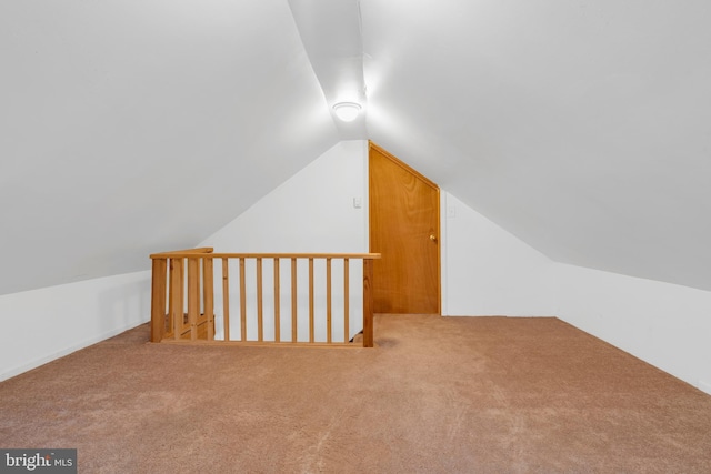 additional living space with carpet and vaulted ceiling