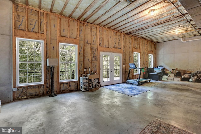 basement featuring french doors