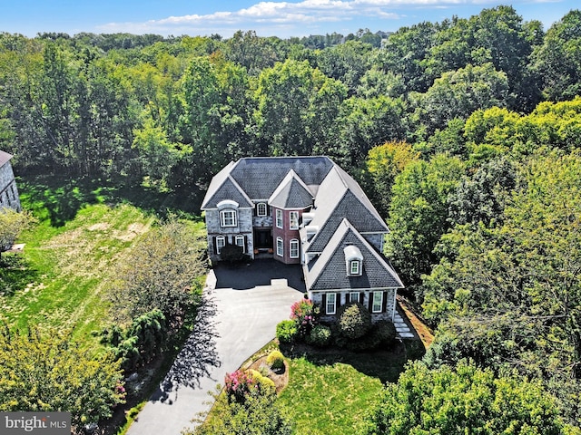 aerial view with a forest view