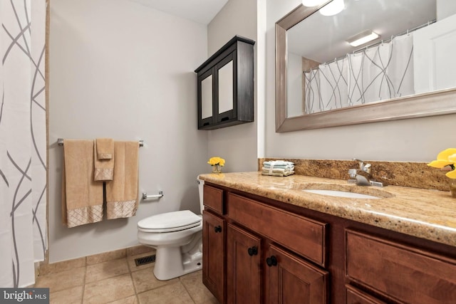 full bathroom featuring vanity, toilet, and tile patterned floors