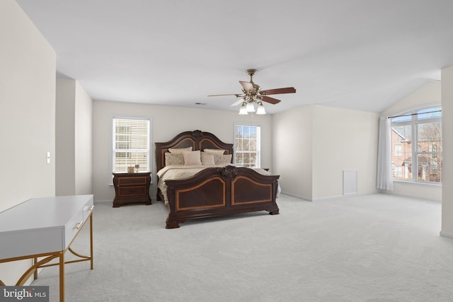 bedroom featuring ceiling fan and carpet floors