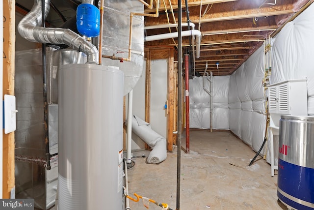 unfinished below grade area with water heater