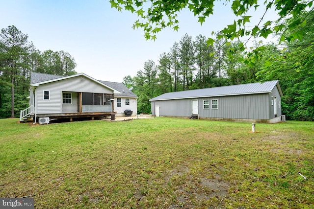 15185 Day Rd, Goldsboro, MD 21636 - rear view of property with a yard and a sunroom
