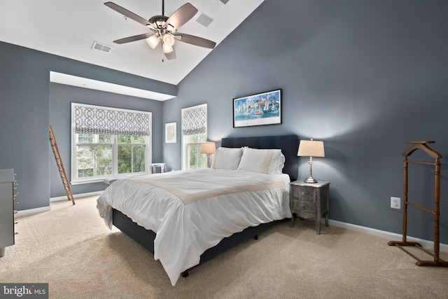 bedroom with carpet flooring, visible vents, and baseboards