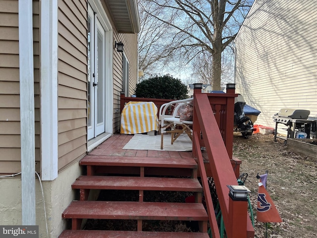 deck featuring grilling area