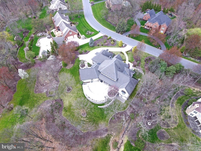 birds eye view of property with a residential view