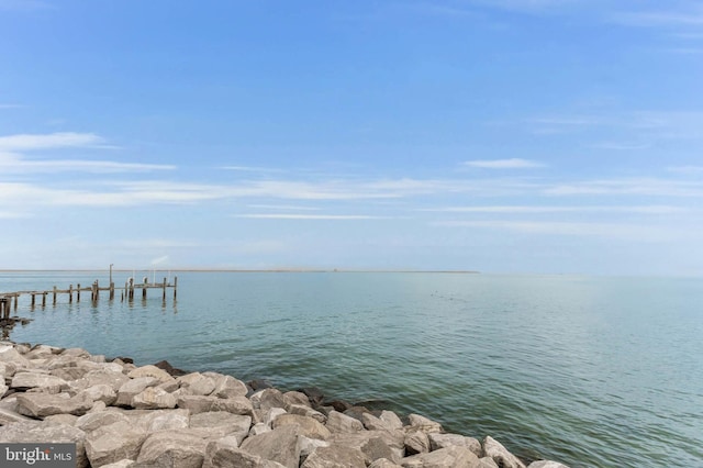 water view featuring a dock