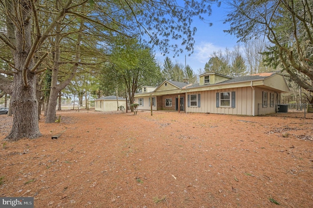 single story home with central AC unit