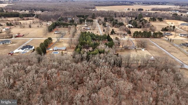 aerial view featuring a rural view