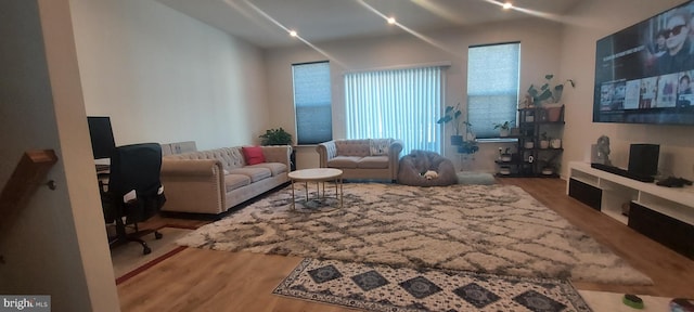 living area with wood finished floors