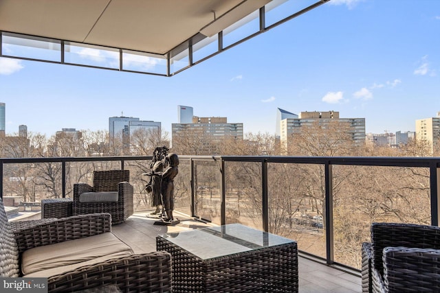 balcony featuring a city view