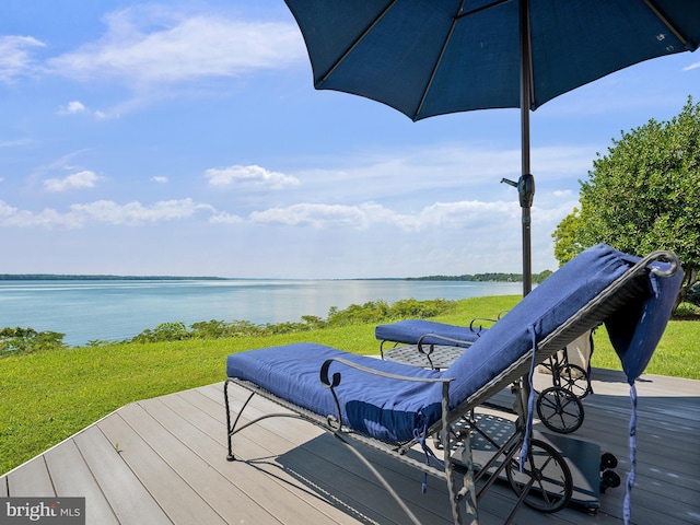 deck with a water view