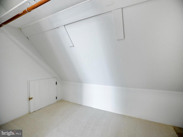 additional living space featuring light carpet and lofted ceiling