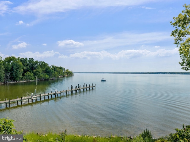 view of dock featuring a water view