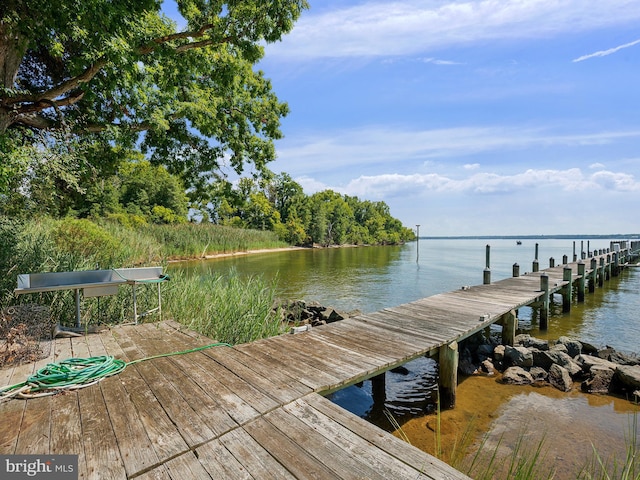 view of dock featuring a water view