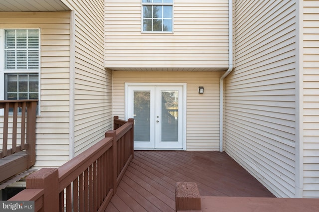 wooden terrace with french doors