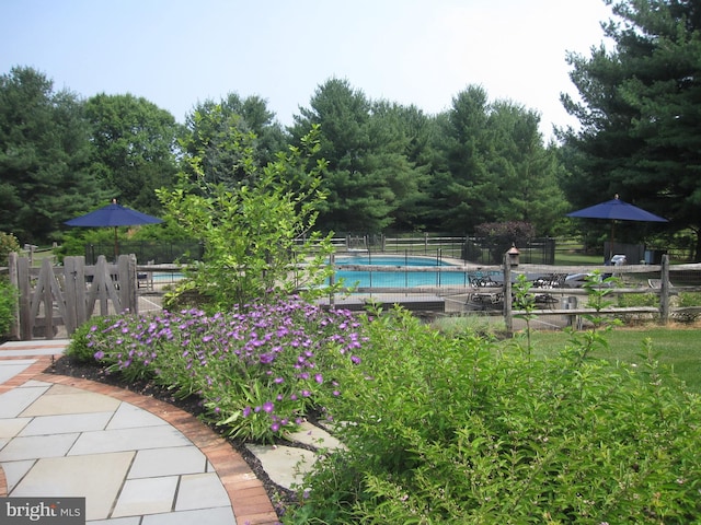 community pool with fence
