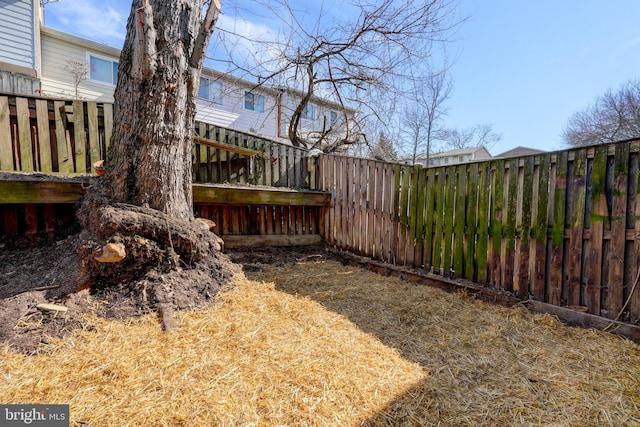 view of yard featuring a fenced backyard