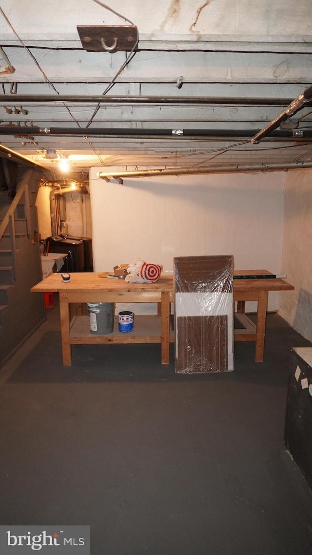 view of unfinished basement