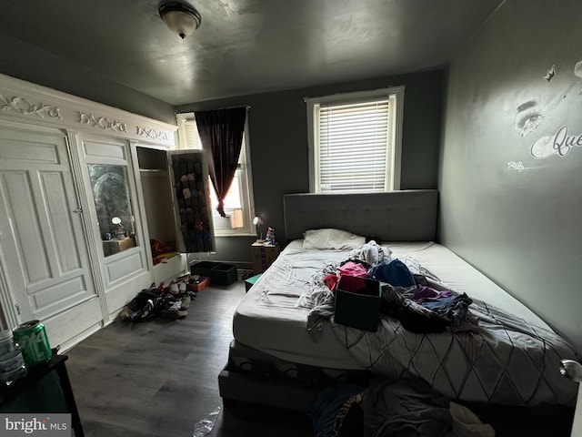 bedroom featuring dark wood finished floors