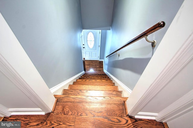 stairway with baseboards