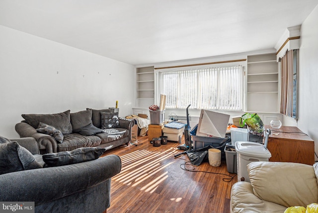 living area with wood finished floors