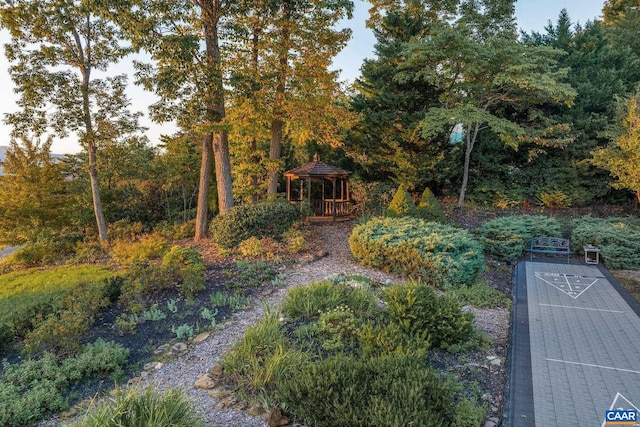 surrounding community with a gazebo and shuffleboard