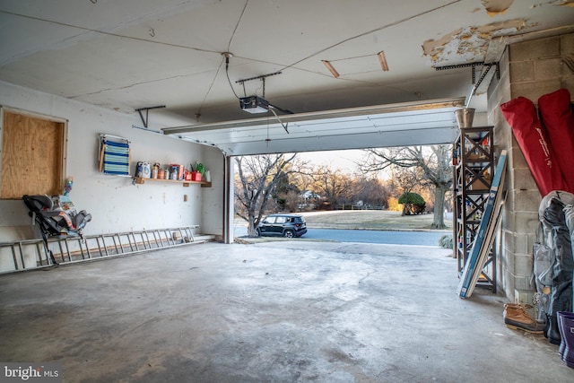 garage with a garage door opener