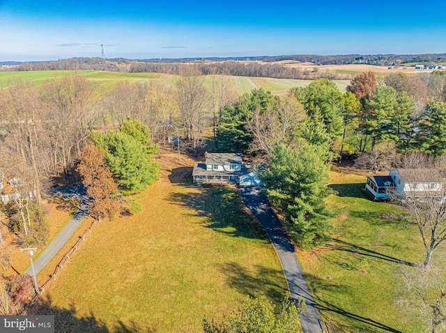 bird's eye view with a rural view