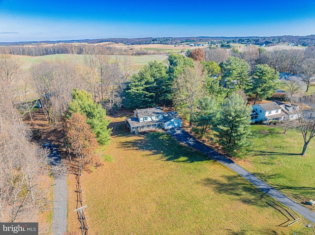 aerial view featuring a rural view