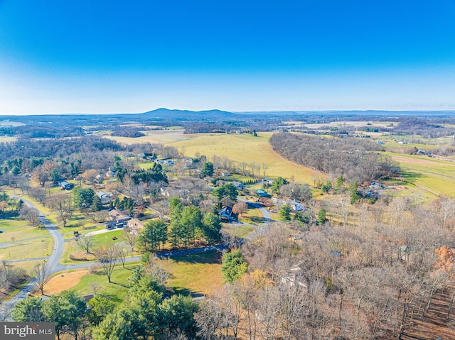 birds eye view of property with a mountain view