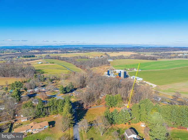 drone / aerial view with a rural view