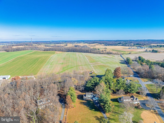 bird's eye view featuring a rural view