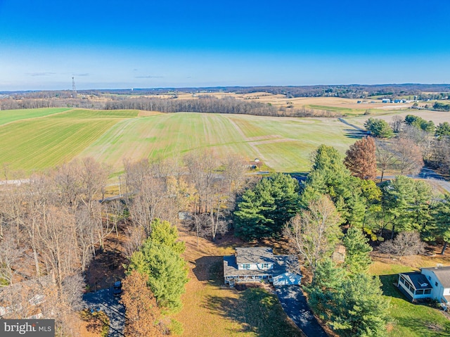 drone / aerial view with a rural view